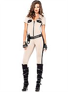 Female deputy sheriff, costume catsuit, belt, front zipper